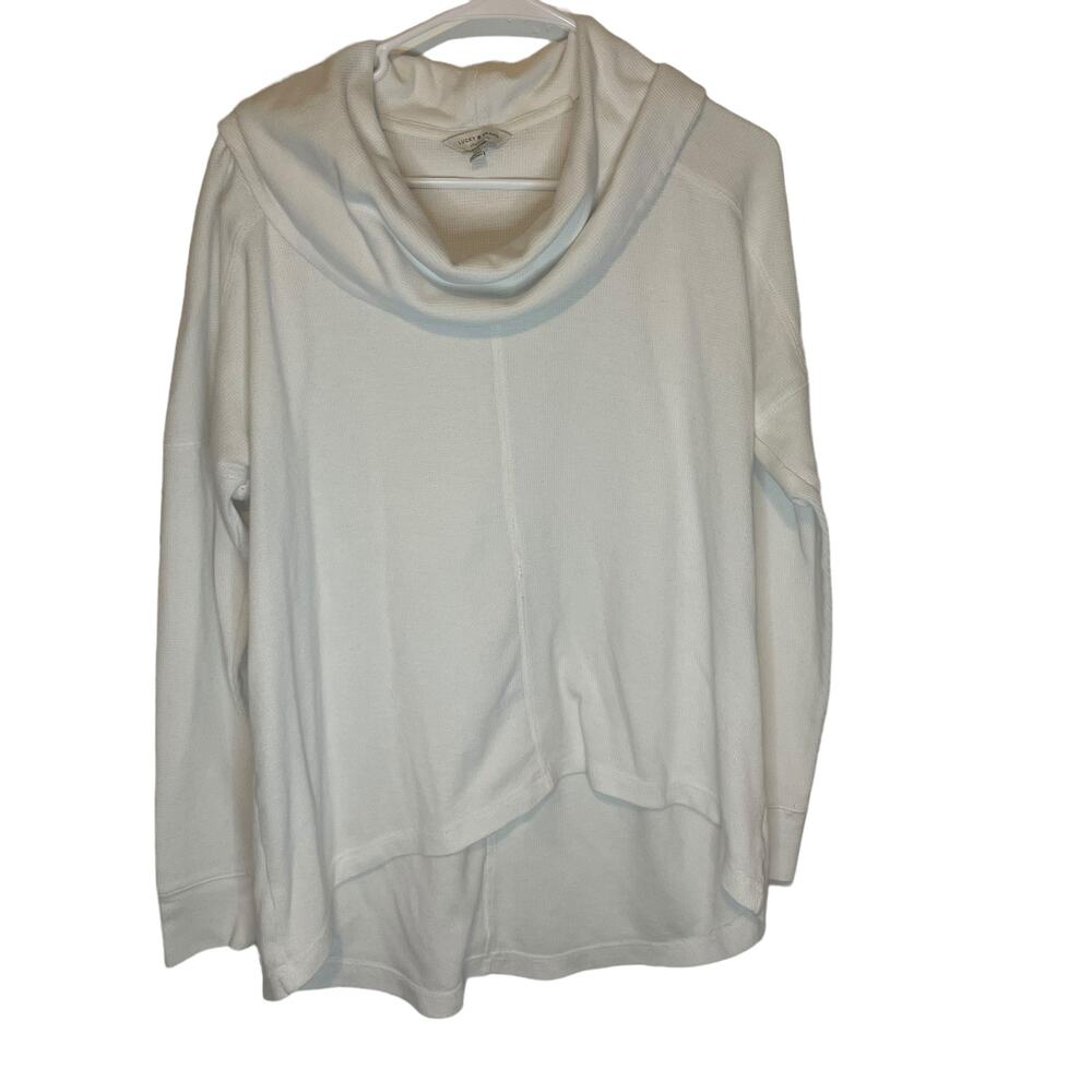 Lucky Brand Women's Size Large White Cowl Neck Waffle Knit Sweater